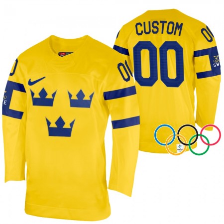 Herren Eishockey Schweden Trikot Custom 2022 Winter Olympics Gelb Authentic